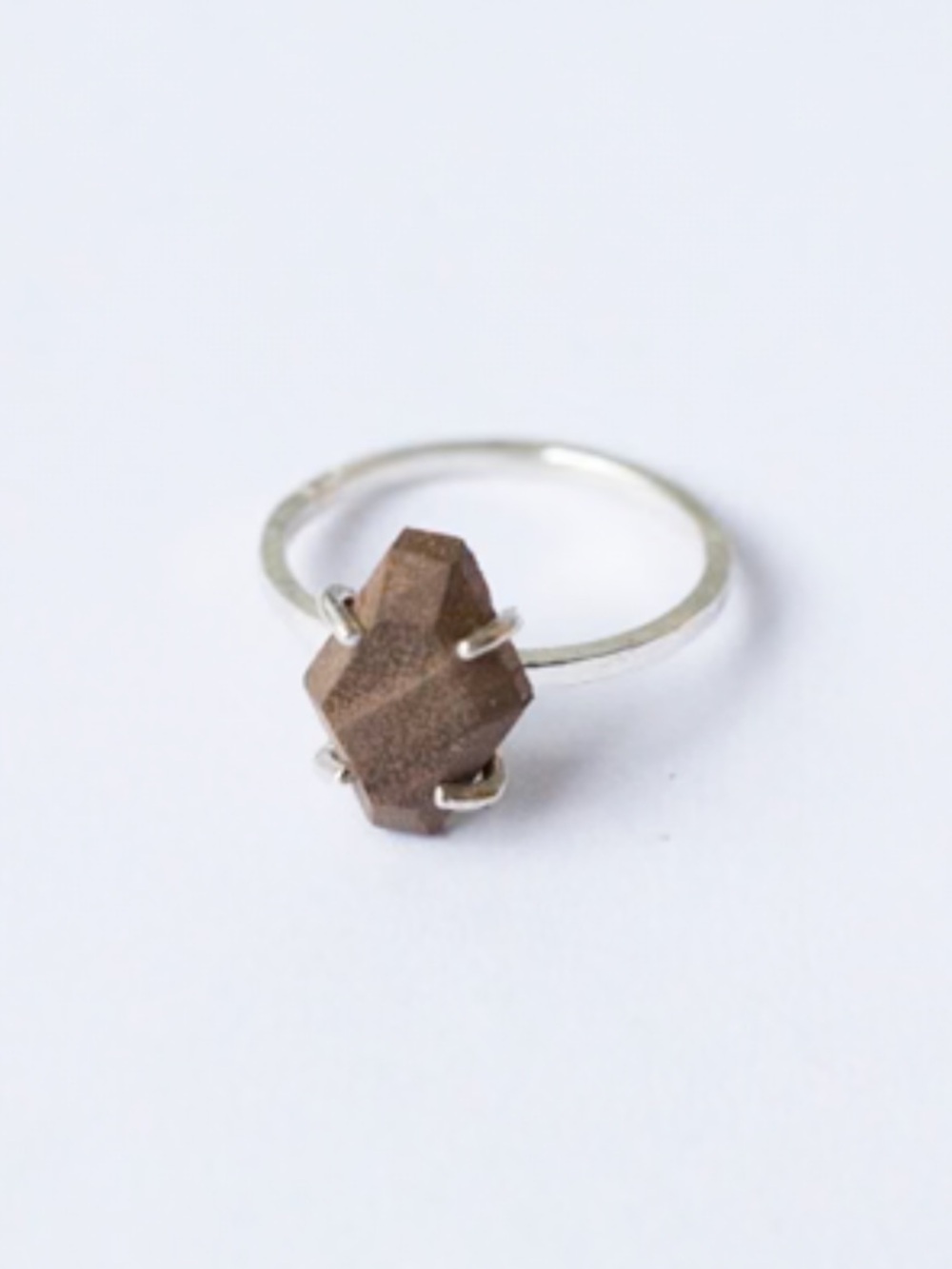 Swedish Kajs Jewelry Sterling Silver Faceted Wood Aromatherapy Solitaire Ring